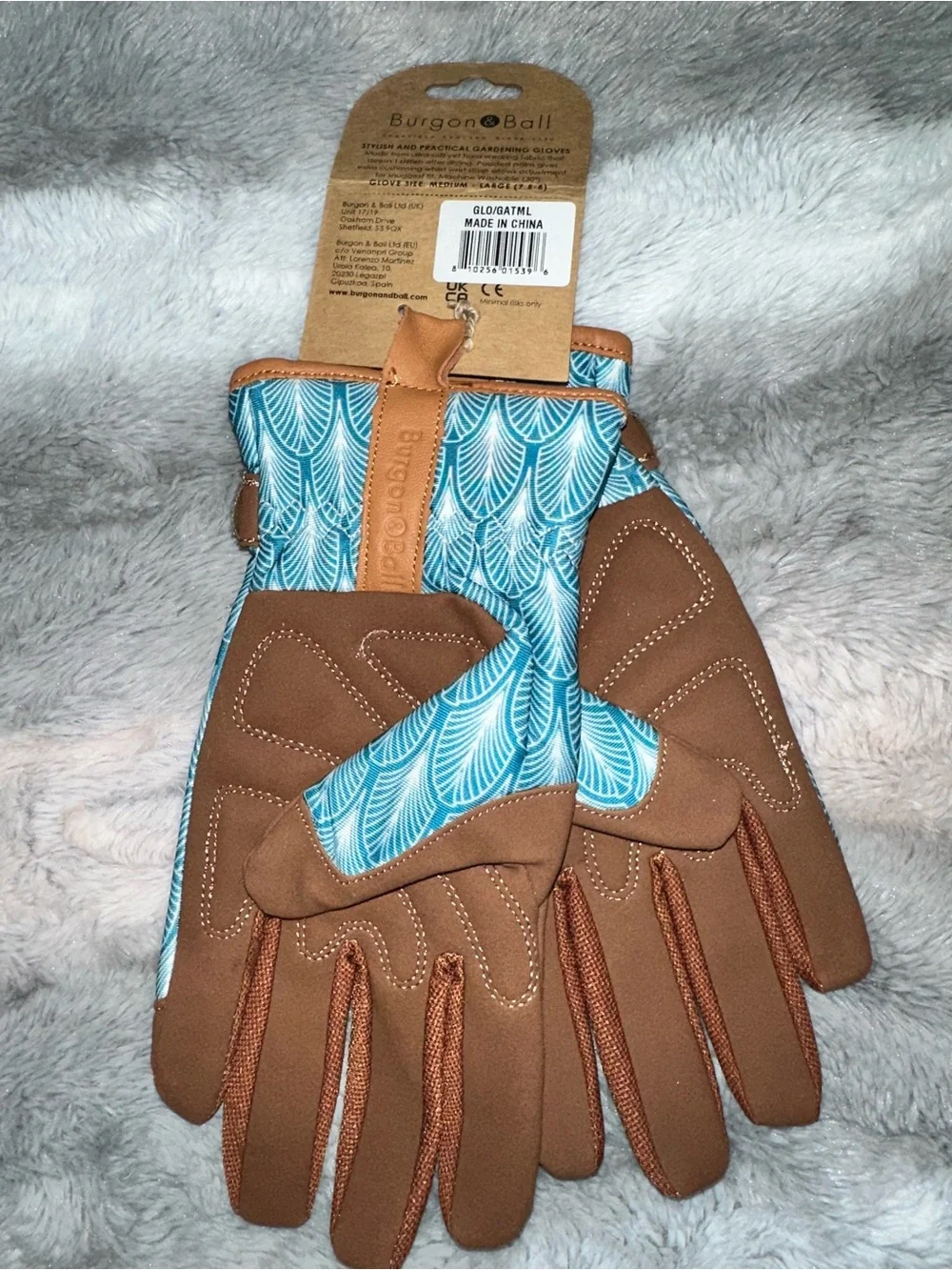 Women's Love The Glove Teal Patterned Gardening Gloves - Brown Trim